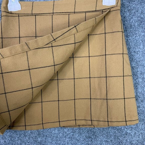 Forever 21 Asymmetrical Mini Skirt Women S Lined Tan Windowpane Preppy - Picture 3 of 9